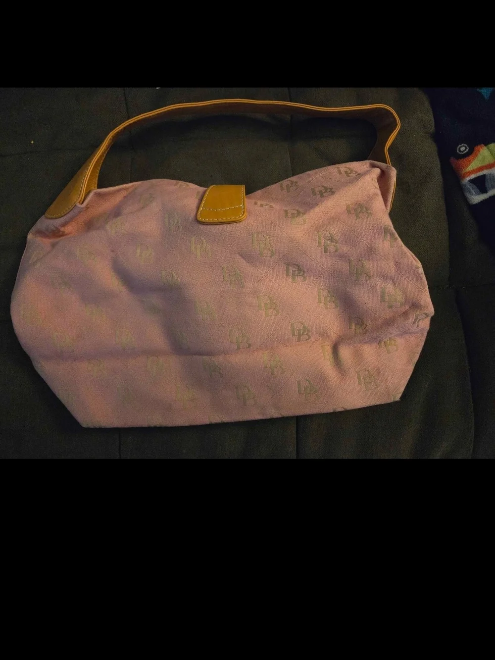 Dooney & Bourke Pink Shoulder Bag with Tan Leather Trim